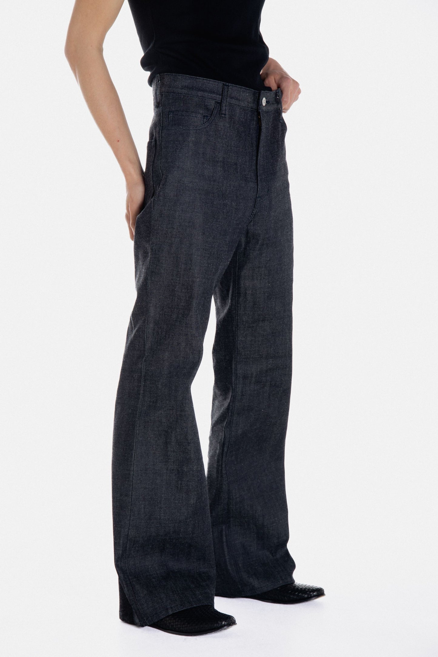 Slant Cut Denim Pants Indigo