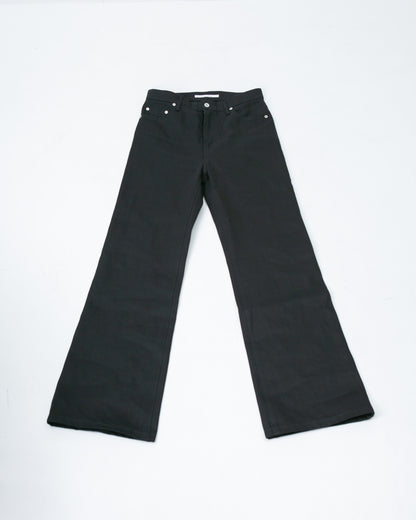Slant Cut Denim Pants Black