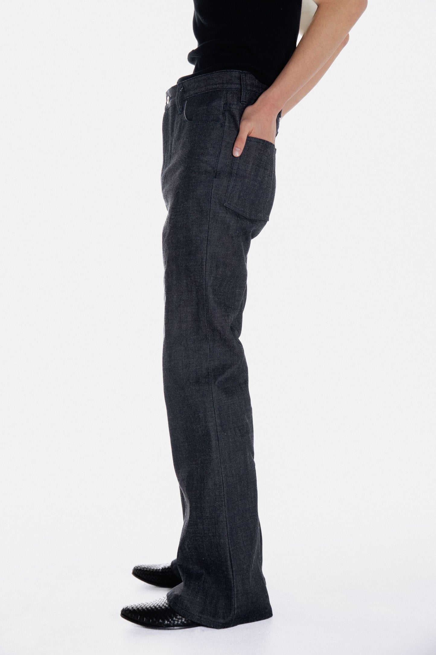 Slant Cut Denim Pants Indigo