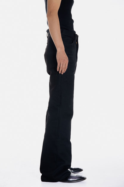 Slant Cut Denim Pants Black