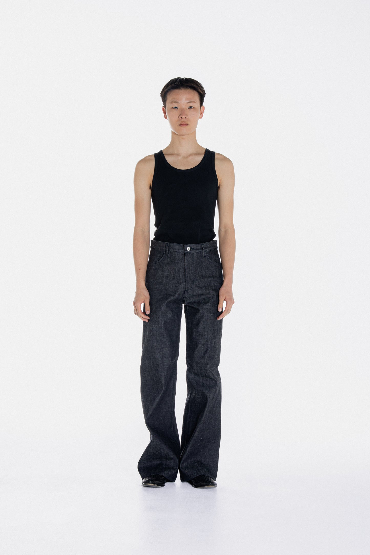 Slant Cut Denim Pants Indigo