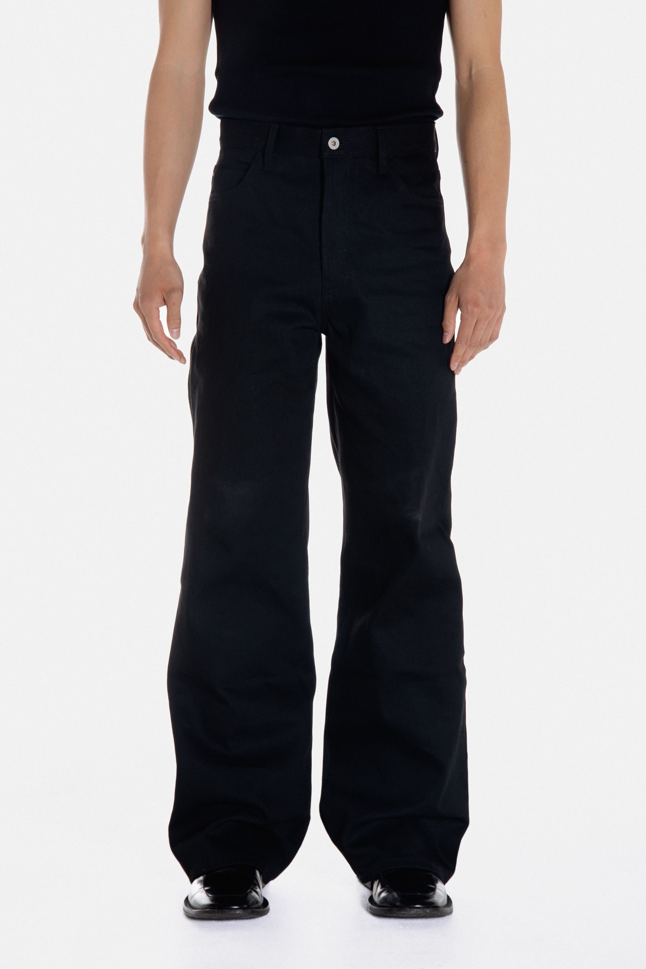 Slant Cut Denim Pants Black – chroma